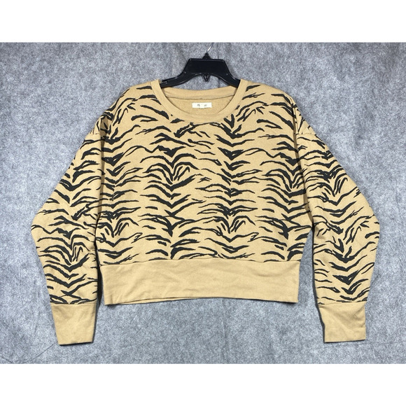Madewell Sweater Womens Extra Large Brown Animal Print Cropped - Picture 1 of 12